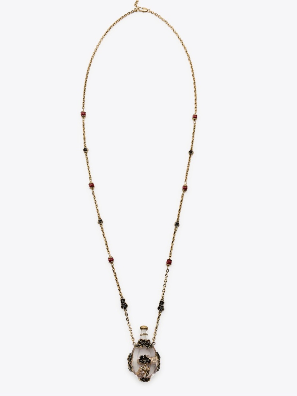 Zara NWT metal necklace with flower and bottle 1011/261